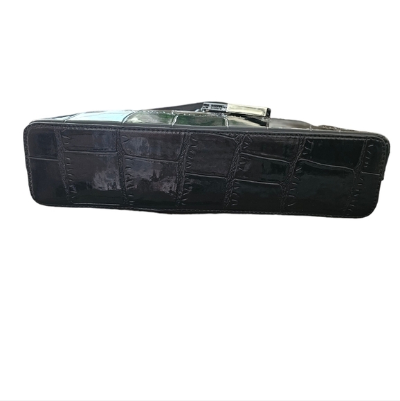 Caide Deor black patent leather croco embossed hand sholder bag. NEW - Picture 3 of 7